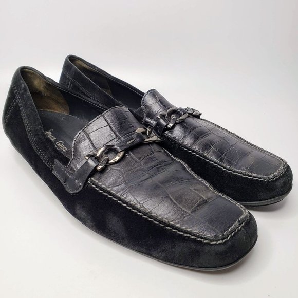 Paul Green Croc Embossed Leather Suede Side Loafers 9 - Picture 1 of 12